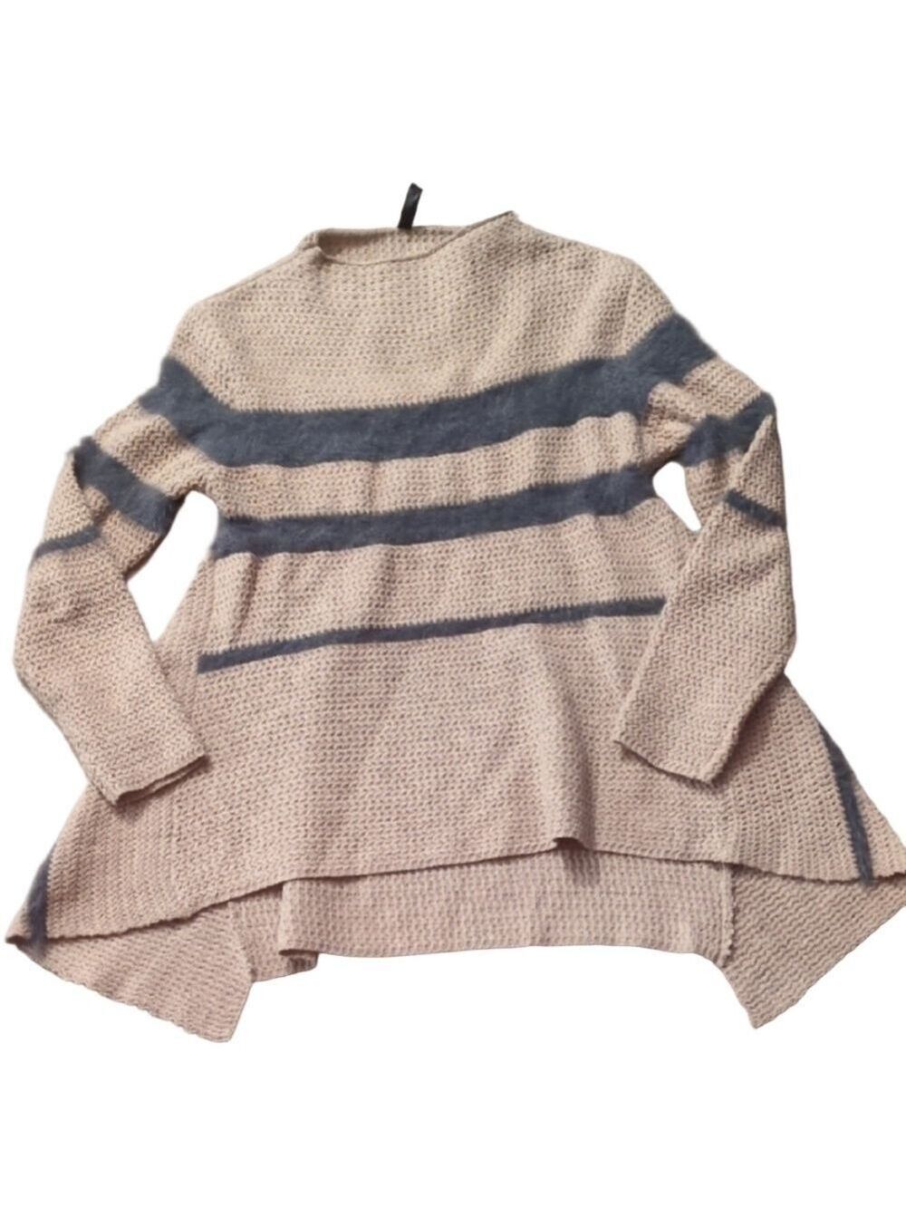 Lapis Wool Blend Cable Knit Boho Sweater Size Small